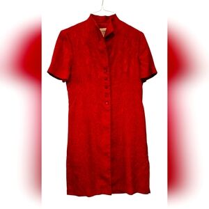 2 piece overcoat and sleeveless dress. Deep red. Women's size 8.